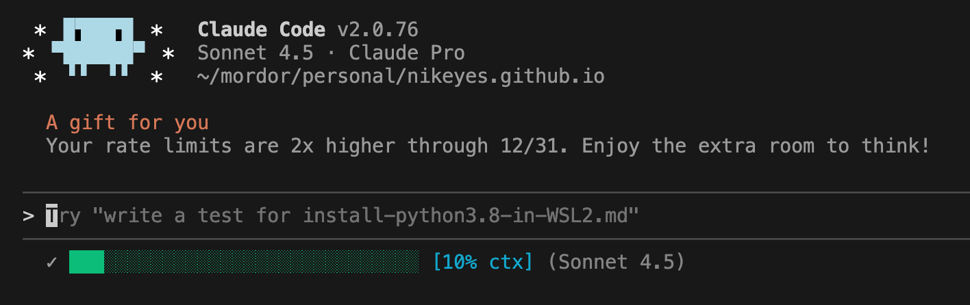 Claude Code with context status line
