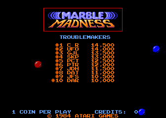 Pantalla de título de Marble Madness