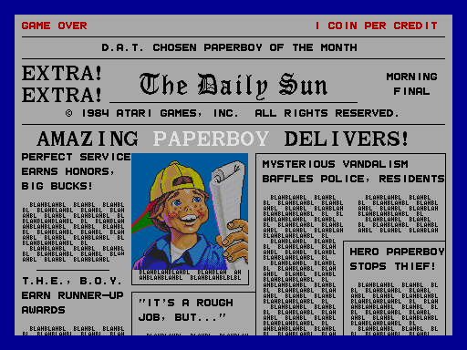 Pantalla de título de Paperboy