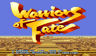 Pantalla de título de Warriors of Fate